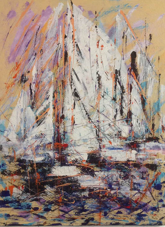 Sailing in Summer, Acrylic by Thalia Andrews