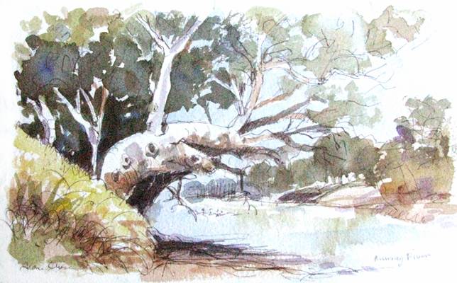 Murray River, Watercolour by Alan Close