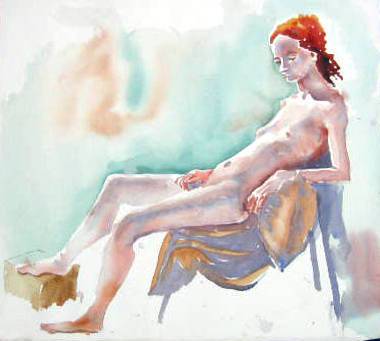 Figure Study, Watercolour by Colin Browne